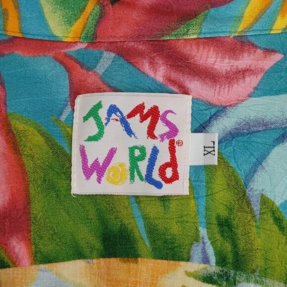 Vintage Jams World Hawaiian Shirt Tropical Bloom Men's XL (READ MEASUREMENTS IN - Picture 6 of 10